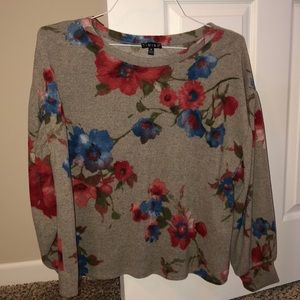 Grey Sweater with Flowers